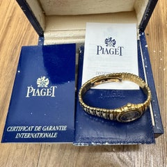 Piaget Tanagra Lapis Lazuli Diamond 18K Gold Bracelet Vintage Watch Full Set