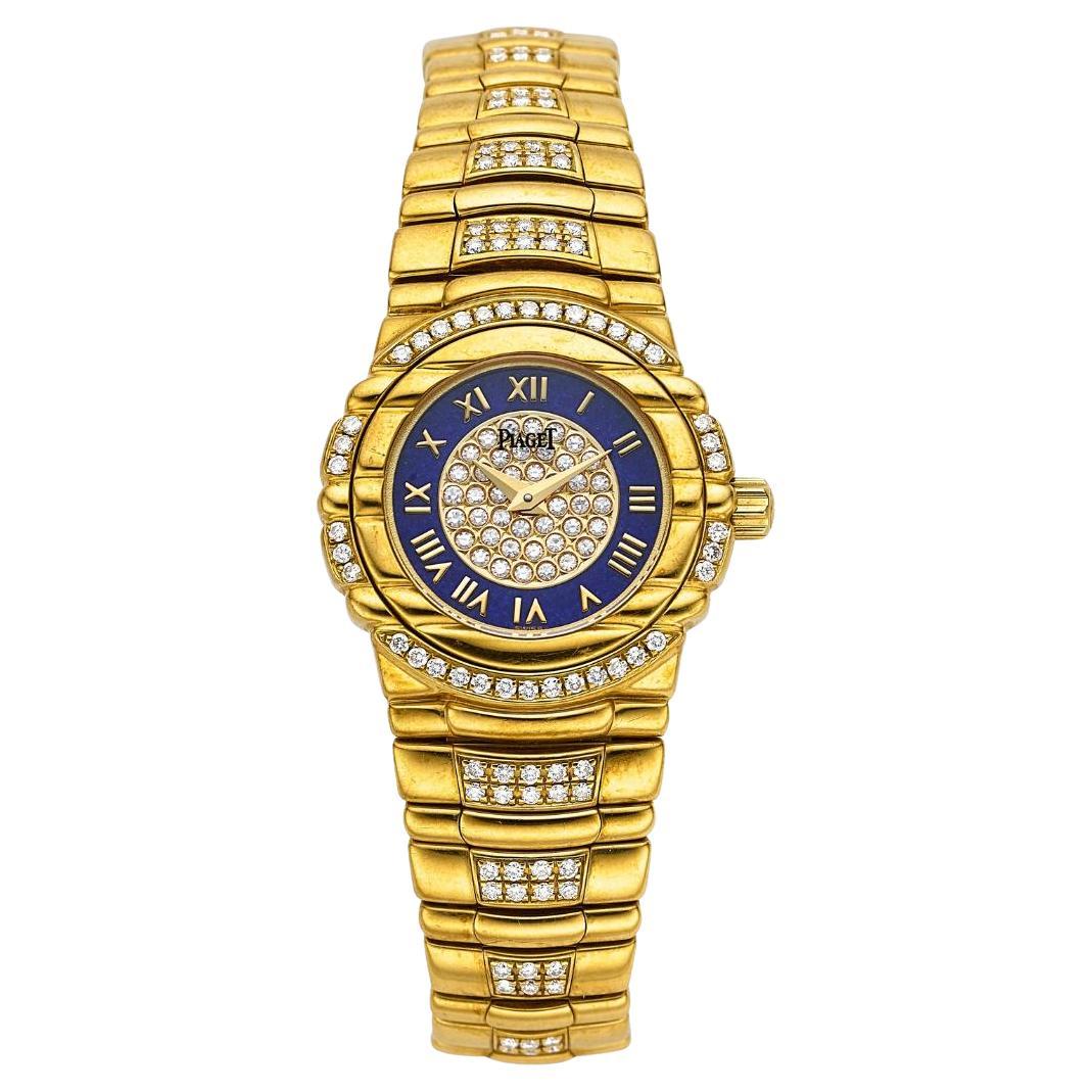 Piaget Tanagra Lapis Lazuli Diamant 18K Gold Armband Vintage Watch Full Set