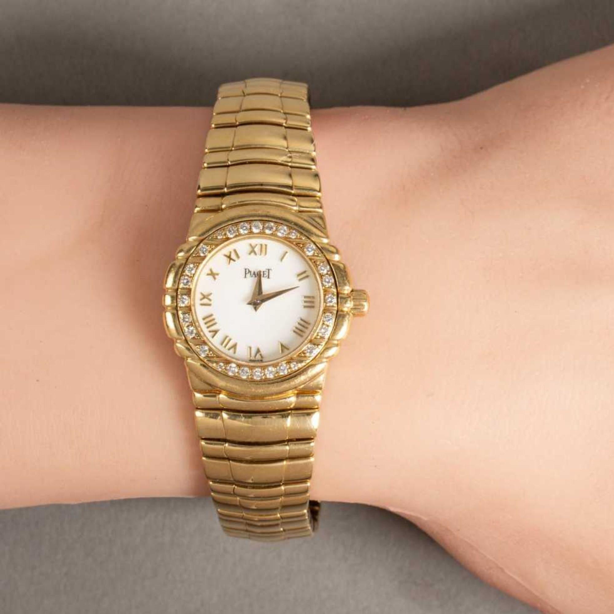 Piaget Tangara 18K Yellow Gold & Diamond Bezel Set Ladies Watch In Excellent Condition For Sale In Miami, FL