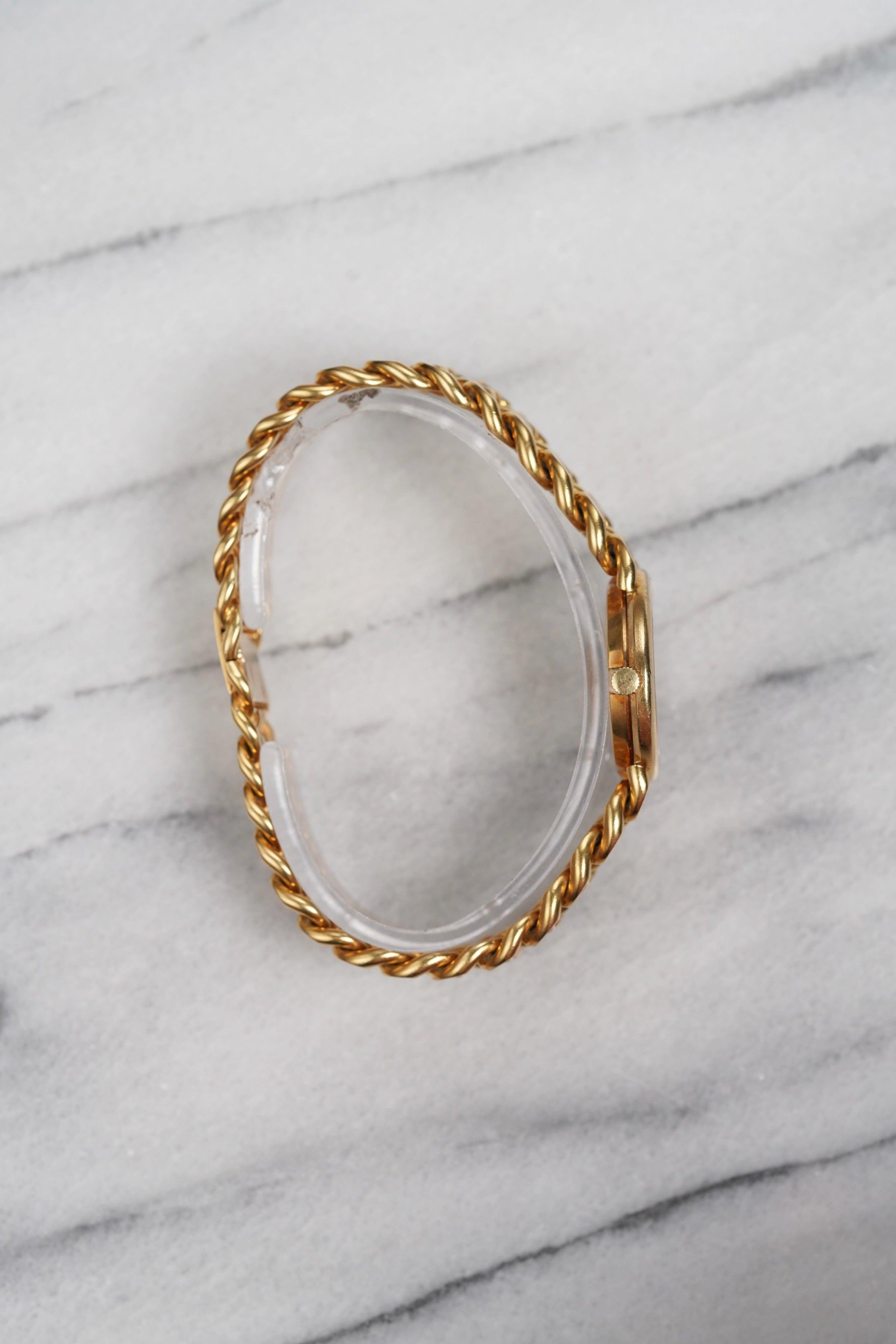 Women's Piaget Tiger Eye Curb Link Watch in 18K Yellow Gold, 1980s For Sale
