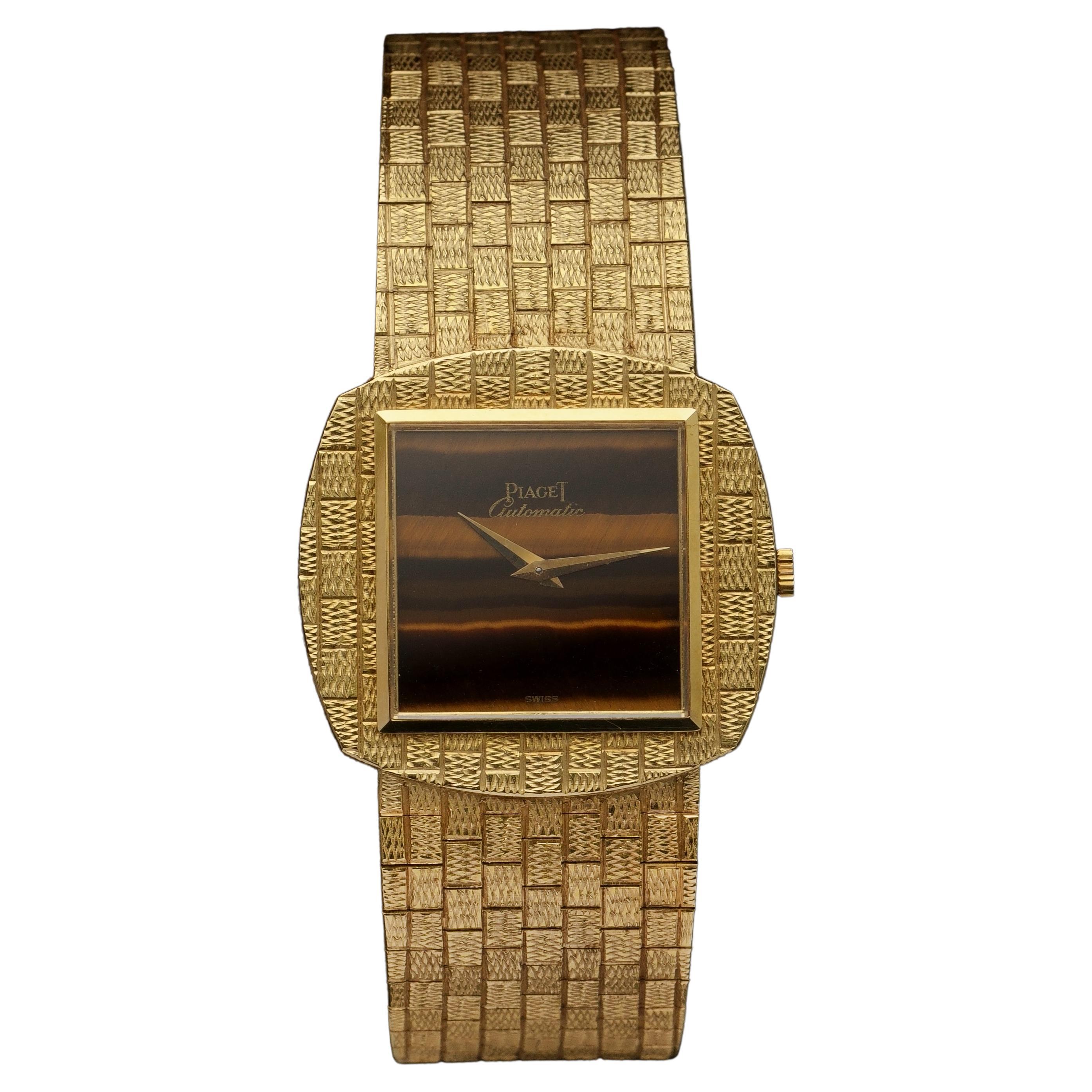 Piaget Tiger Eye Dial and Bezel 18k Yellow Gold Manual Wind Watch
