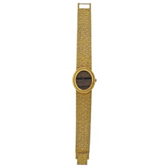 Vintage Piaget Tiger's Eye Dial Yellow Gold Classic Wrist Watch
