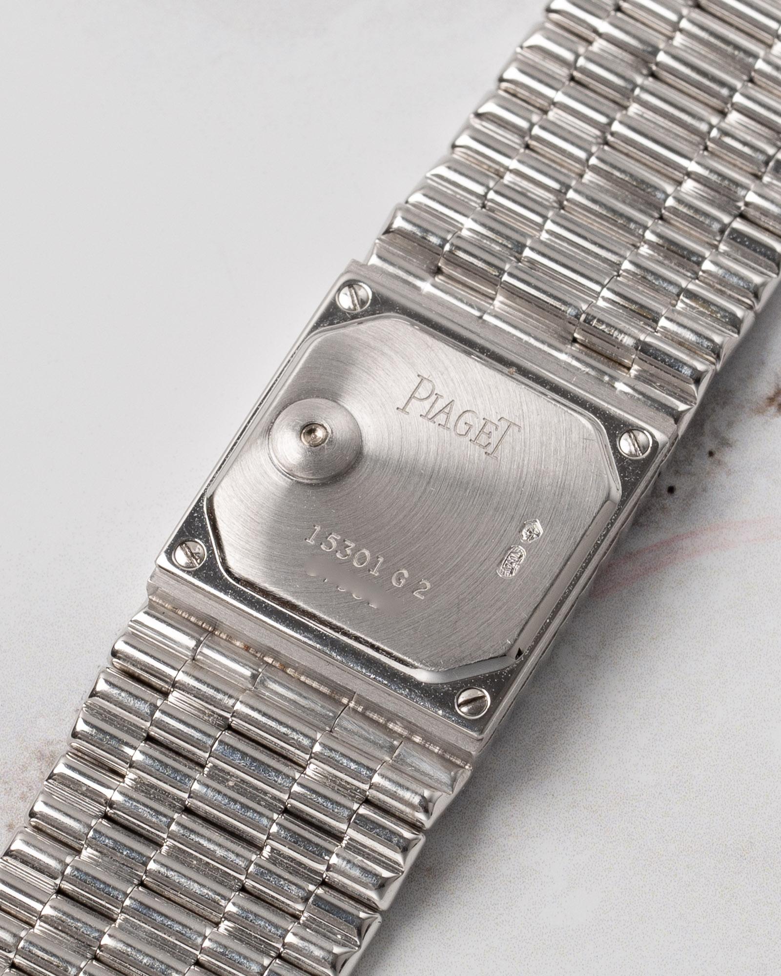 Piaget Traditional 15301 G2 Emeralds and Pave Diamond Dial 18k WG Box and Papers For Sale 3