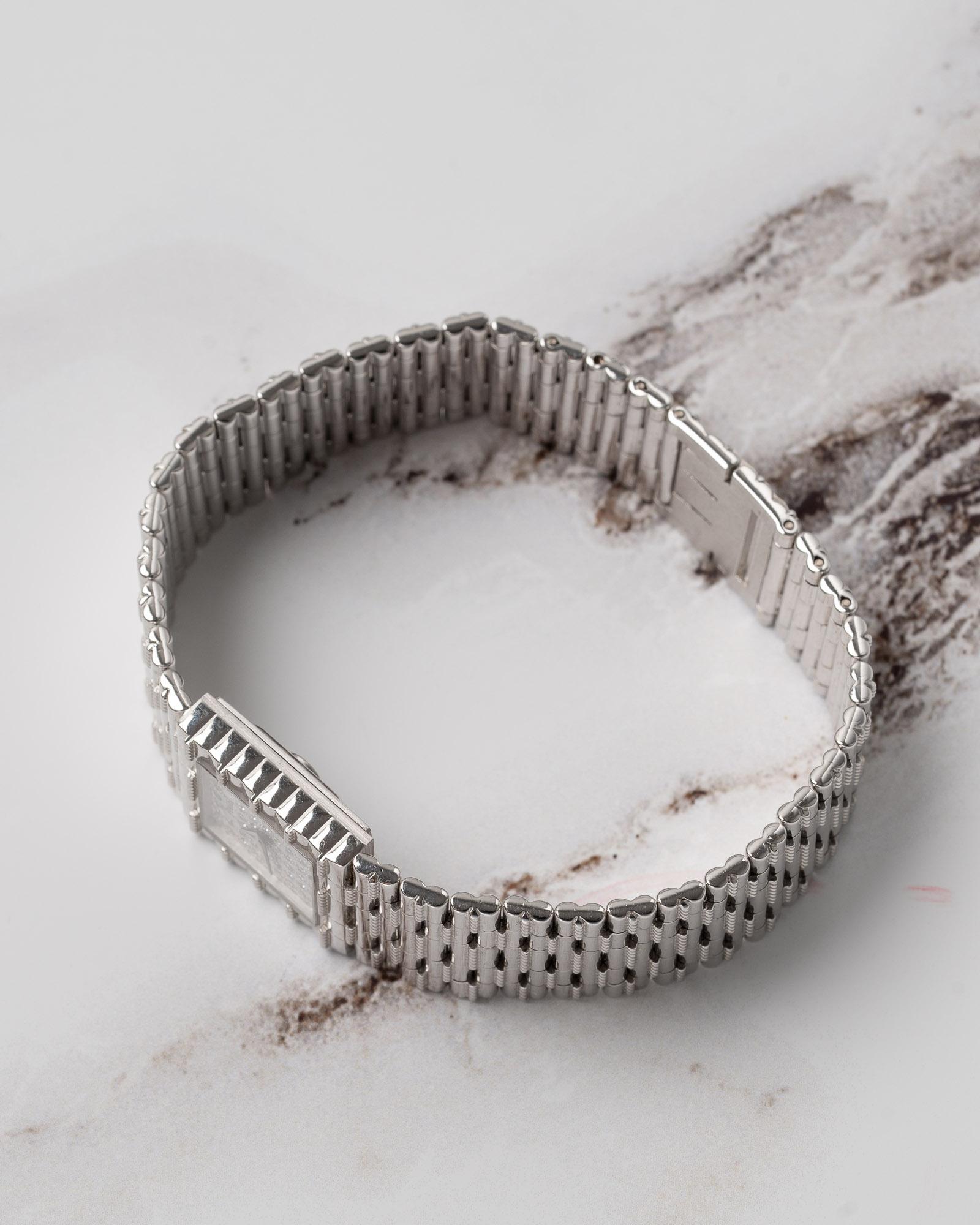 Piaget Traditional 15301 G2 Emeralds and Pave Diamond Dial 18k WG Box and Papers For Sale 2