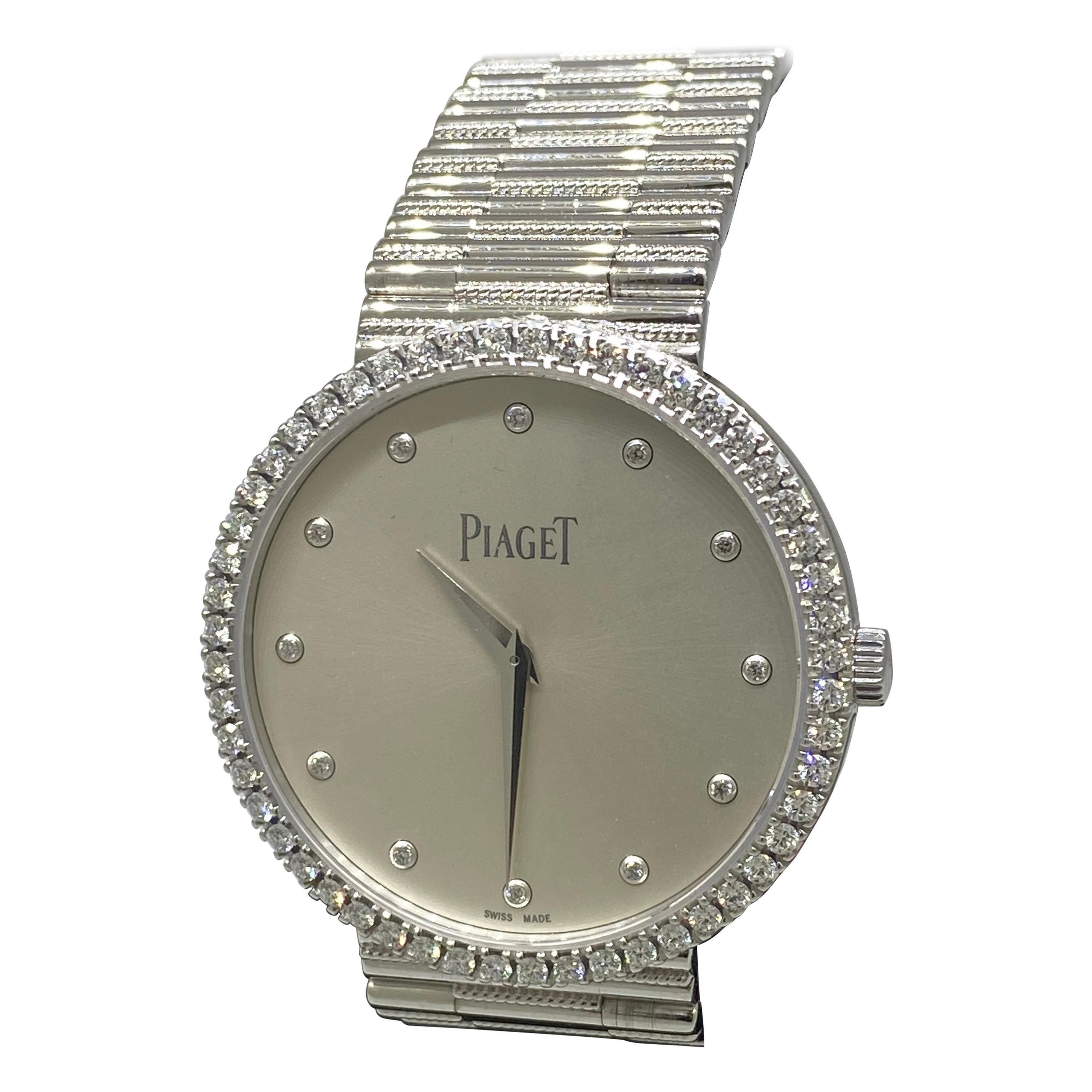 Piaget Traditional 18 Karat Gold and Diamond Silver Dial Ladies Watch G0A37045 For Sale