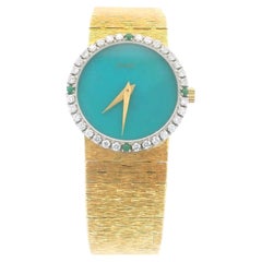 Piaget Turquoise Dial & Diamond Bezel with Jade 18K Yellow Gold Ladies Watch