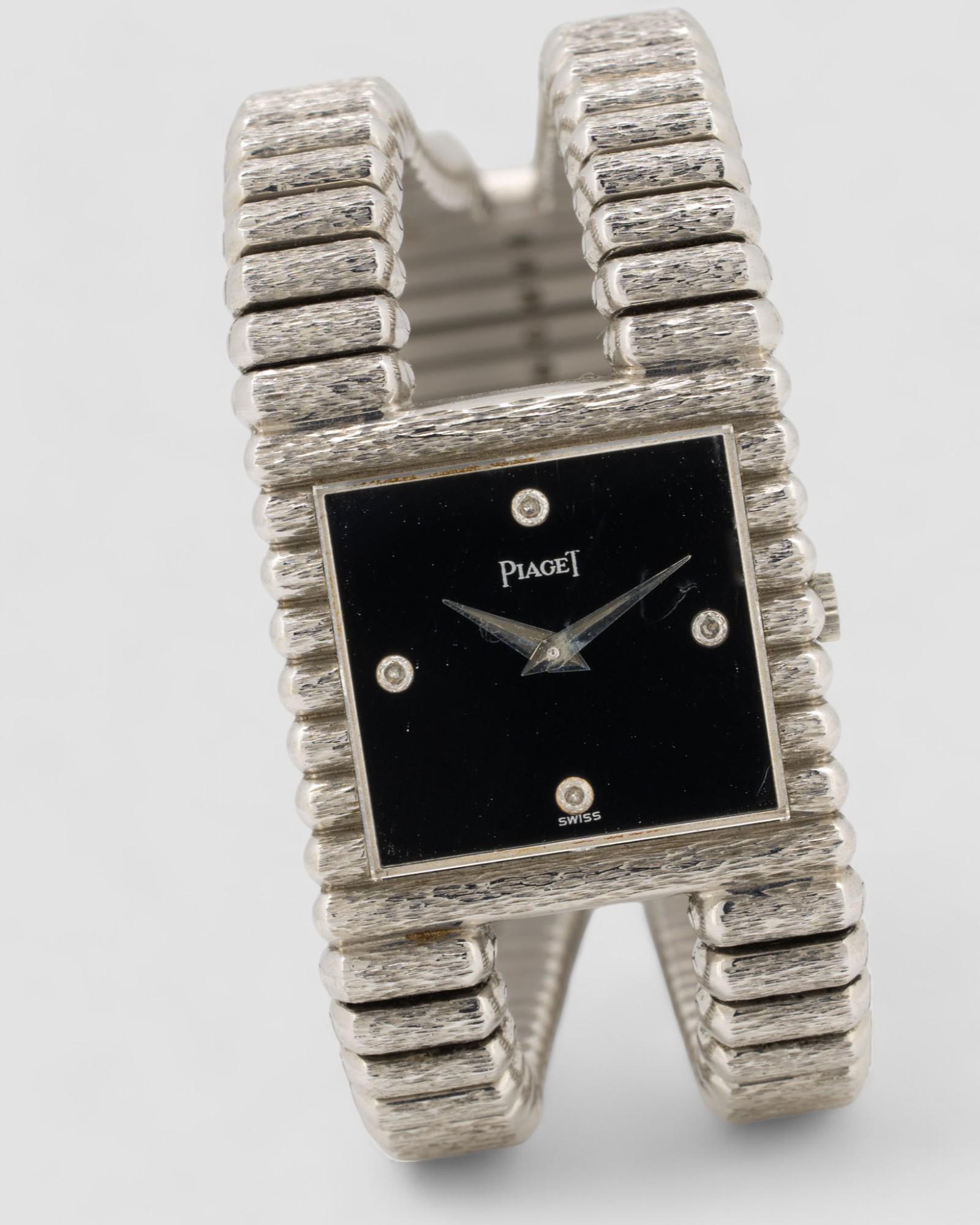 Piaget Vampire Emperador 9131 Onice Diamante Quadrante 18k WG Anni '70 in vendita 12