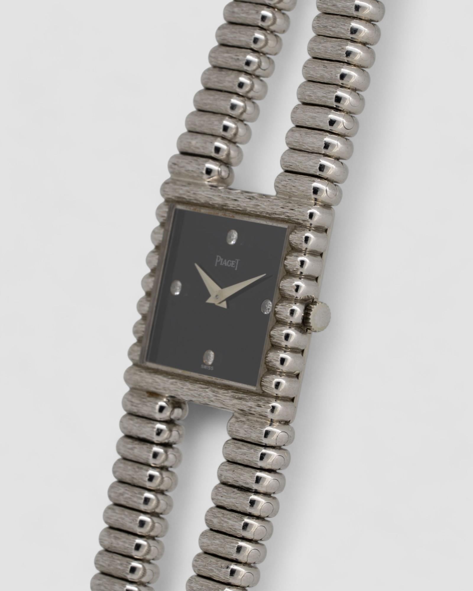 da uomo o donna Piaget Vampire Emperador 9131 Onice Diamante Quadrante 18k WG Anni '70 in vendita