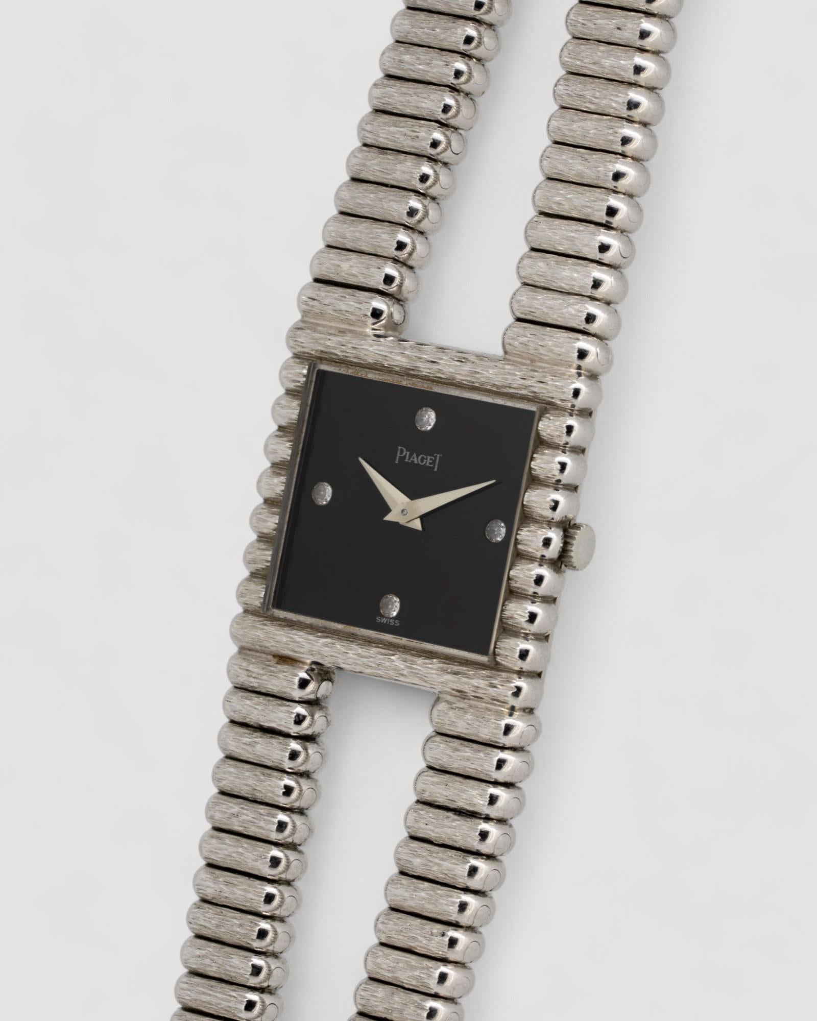 Piaget Vampire Emperador 9131 Onice Diamante Quadrante 18k WG Anni '70 in vendita 1