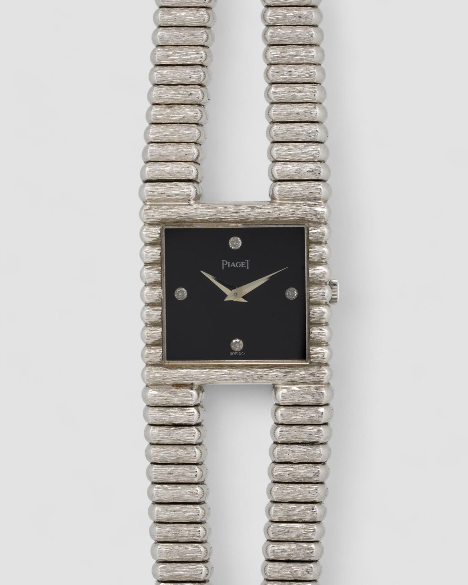 Piaget Vampire Emperador 9131 Onice Diamante Quadrante 18k WG Anni '70 in vendita 3