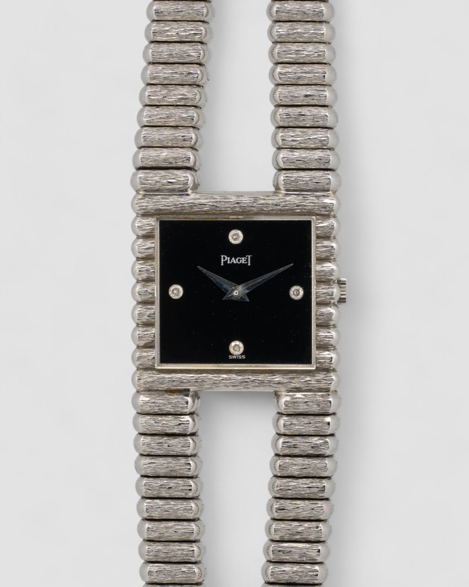 Piaget Vampire Emperador 9131 Onice Diamante Quadrante 18k WG Anni '70 in vendita 4