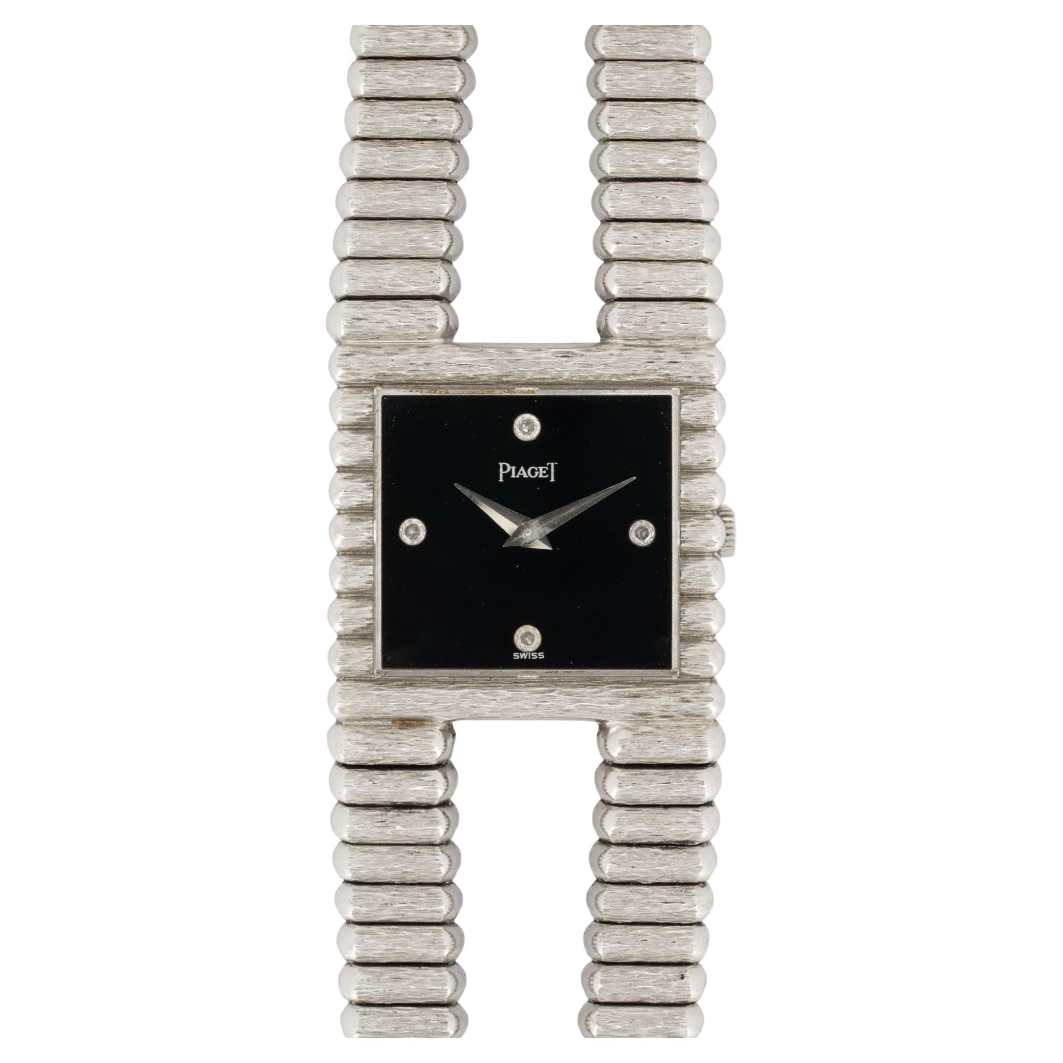 Piaget Vampiro Emperador 9131 Onyx Esfera Diamante 18k WG 1970s