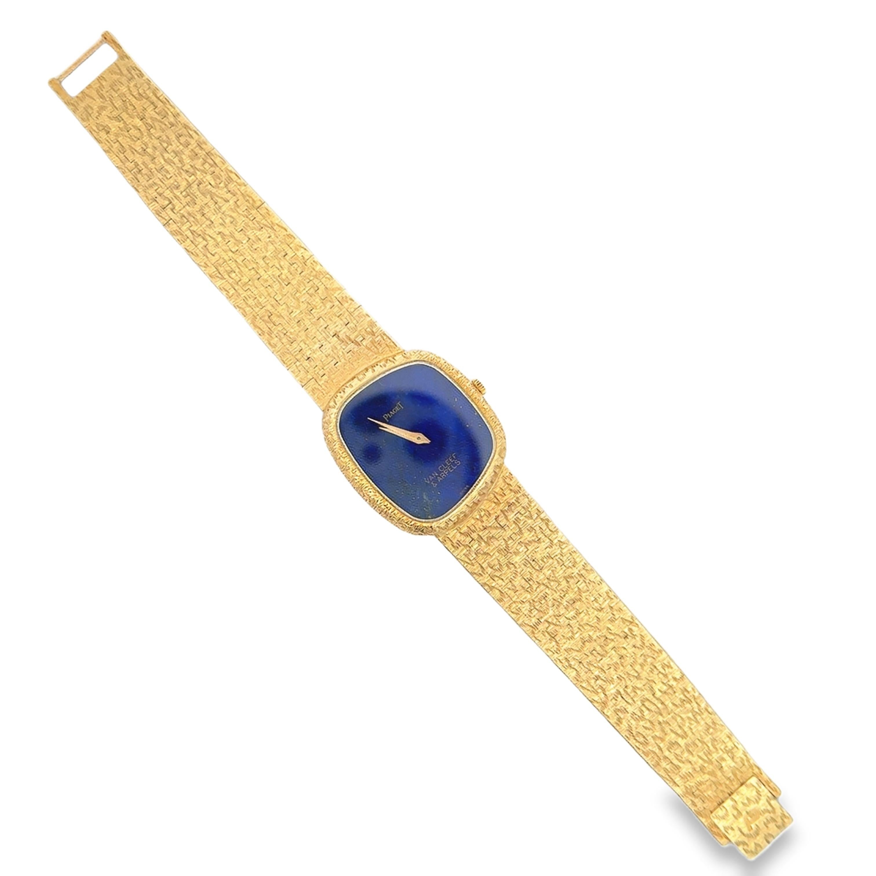 Modern Piaget Van Cleef & Arpels Asymmetrical Lapis Lazuli 18K Yellow Gold Watch For Sale