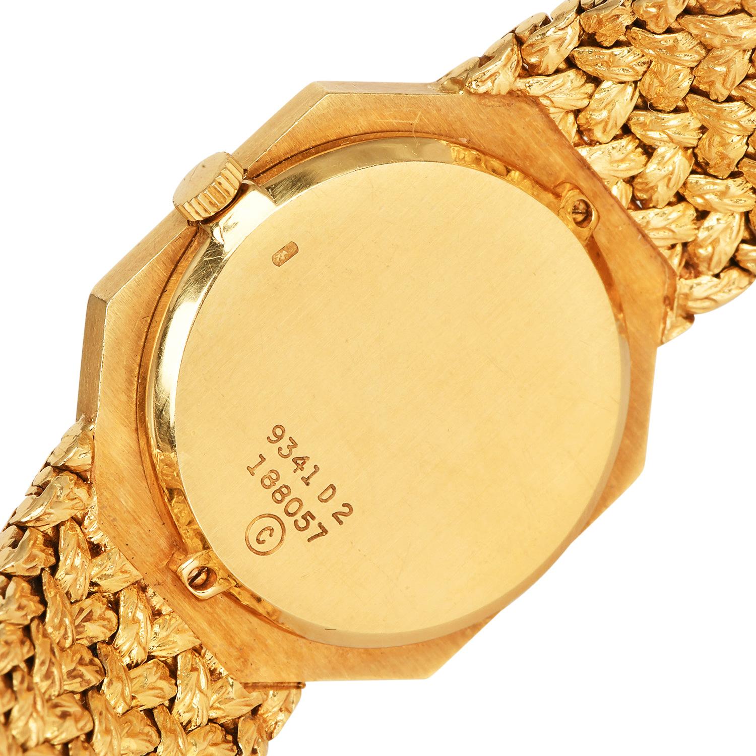 Women's Piaget VCA 1970s  Tiger’s Eye Dial Octagon  18K Yellow Gold Watch For Sale
