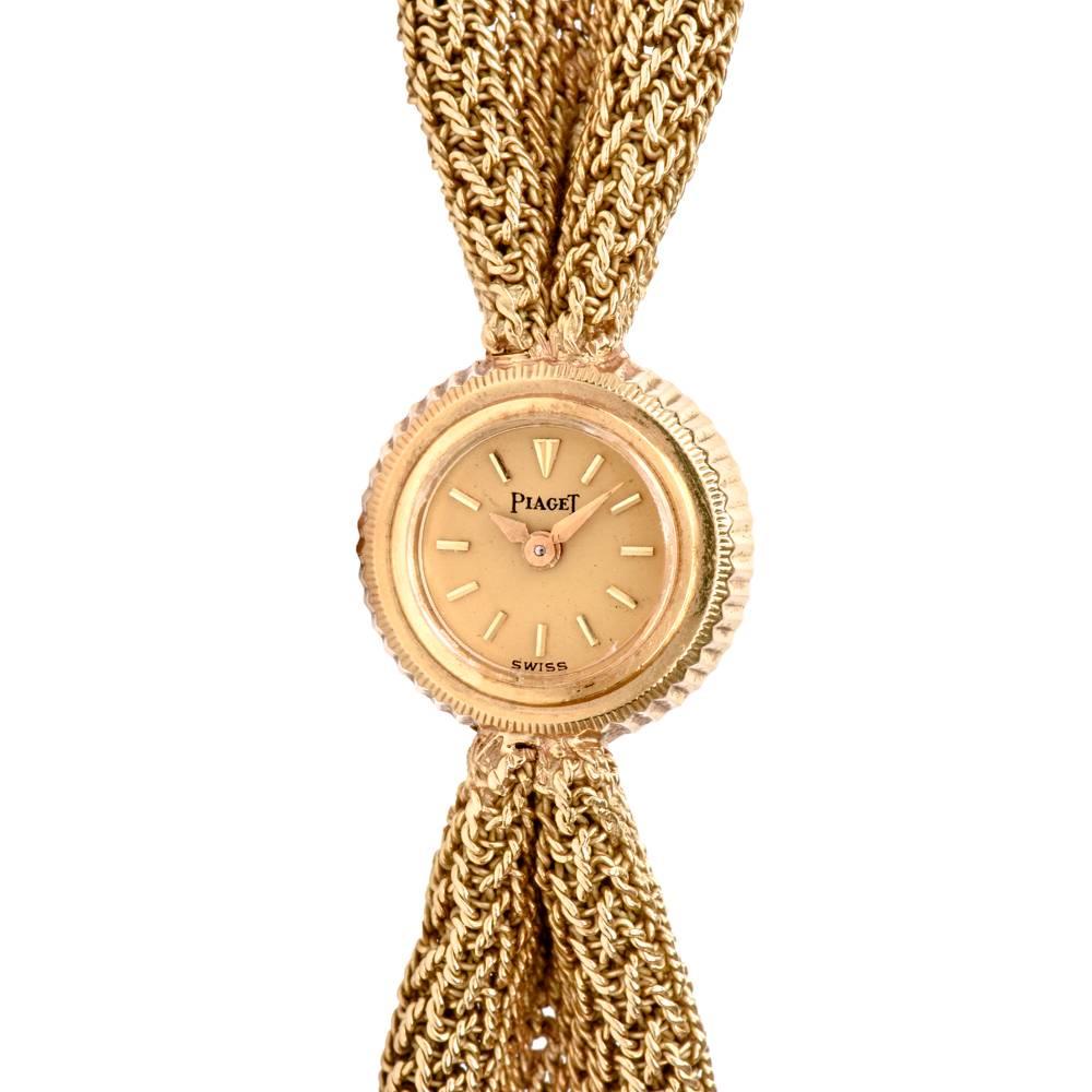 Piaget Vintage 18 Karat Yellow Gold Mechanical Back Winder Watch In Excellent Condition In Miami, FL