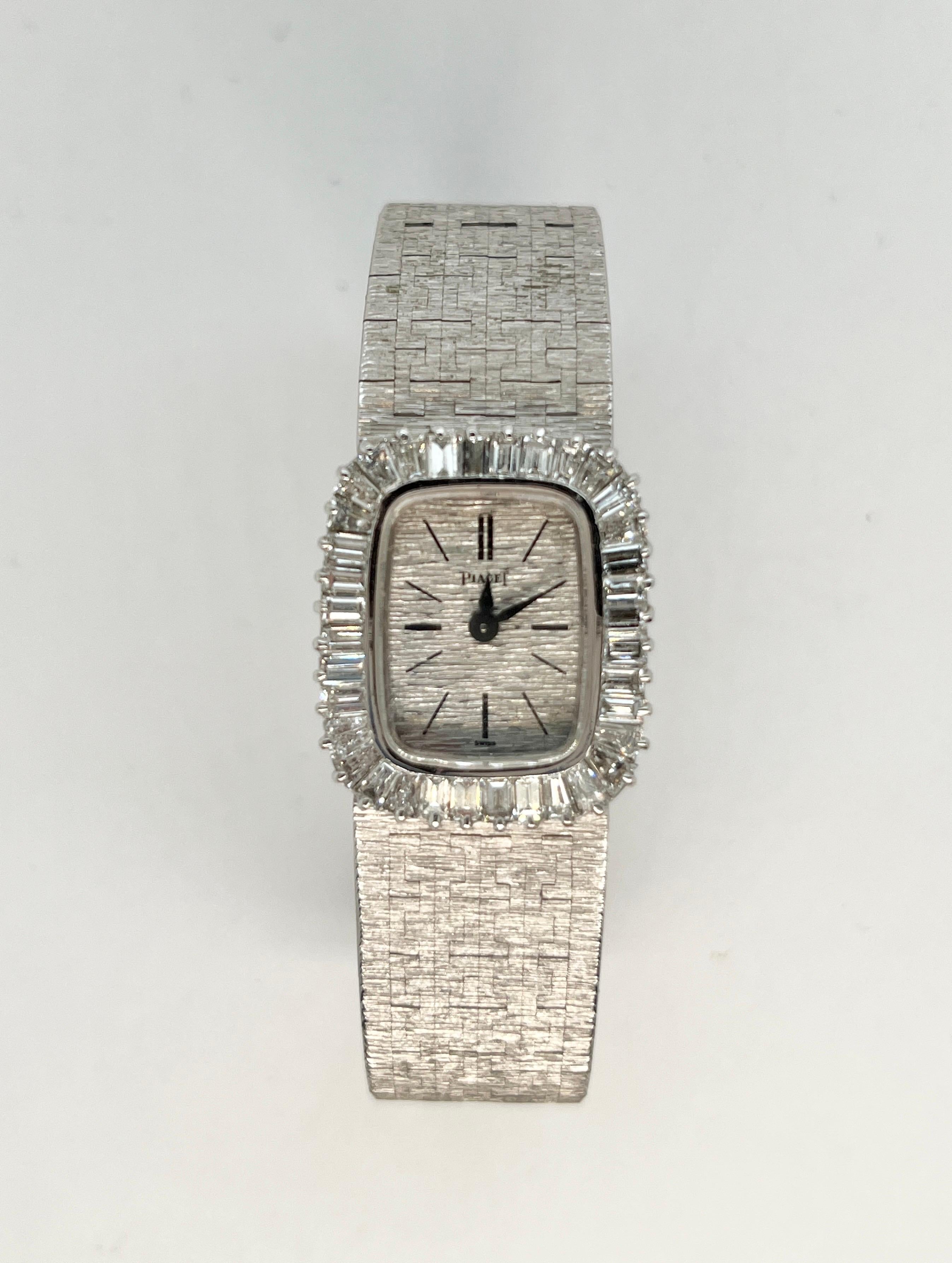 PIAGET Vintage 18K WG Diamond Ladies Watch  In Good Condition For Sale In New York, NY