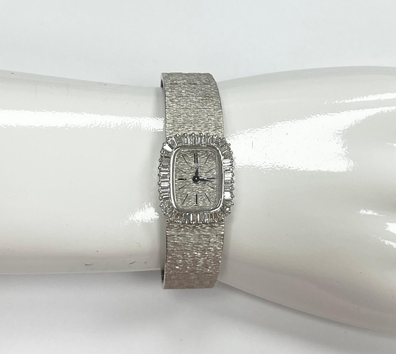 PIAGET Vintage 18K WG Diamond Ladies Watch  For Sale 2