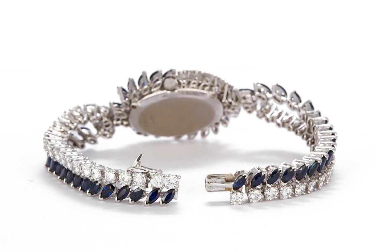 Contemporary Piaget Vintage 1950s Platinum Diamond and Sapphire Ladies Watch