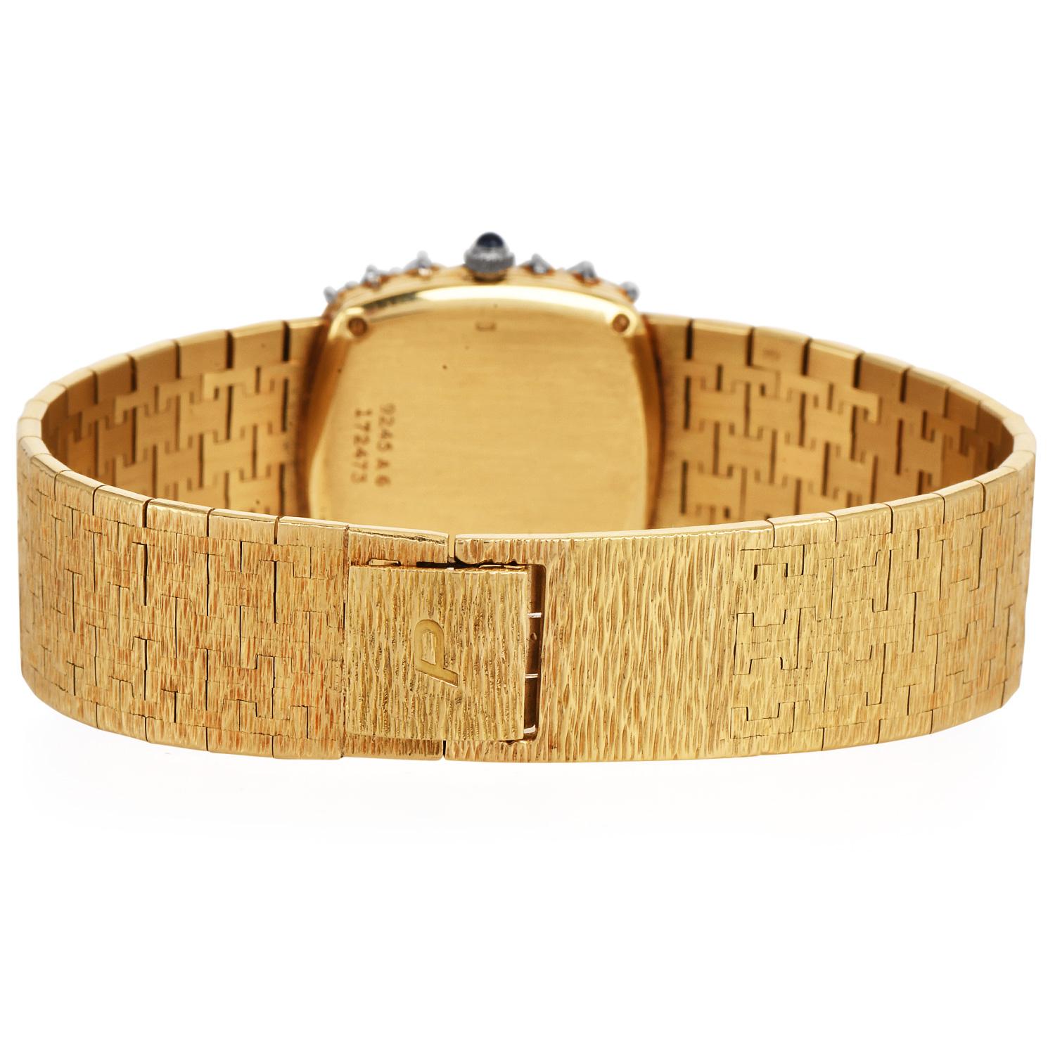 Piaget Vintage Diamond 18K Yellow Gold Bark Bracelet Watch For Sale At Piaget Vintage Diamond 18K Yellow Gold Bark Bracelet Watch For Sale At
