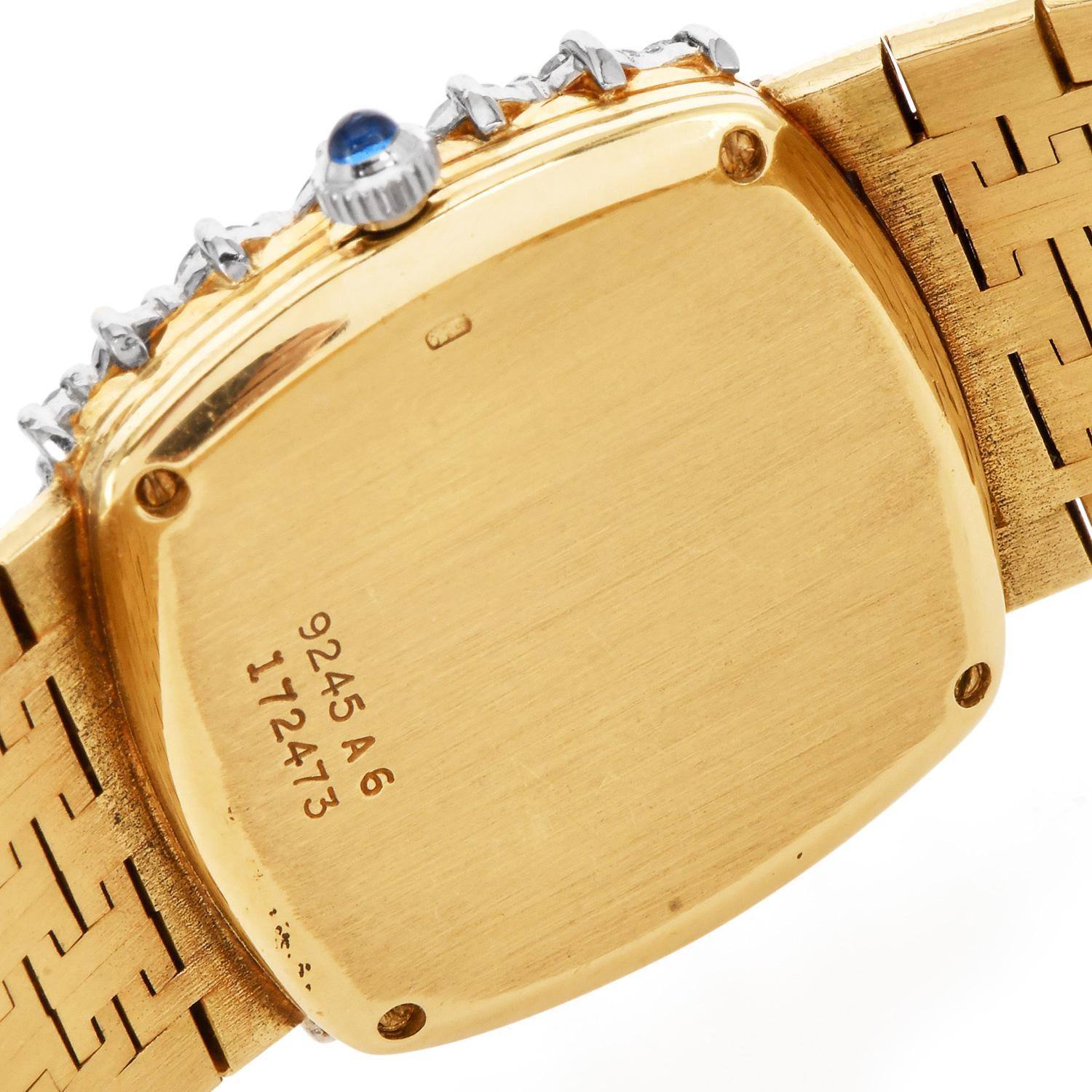 Piaget, montre-bracelet écorce vintage en or jaune 18 carats avec diamants Excellent état - En vente à Miami, FL