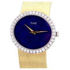 Piaget Retro Diamond Lapis Lazuli 18K Gold Ref 9806 Ladies Watch