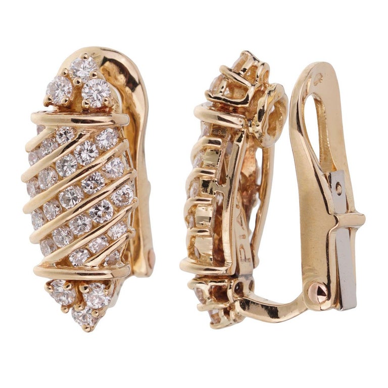 Piaget Vintage Diamond Yellow Gold Earrings For Sale at 1stDibs