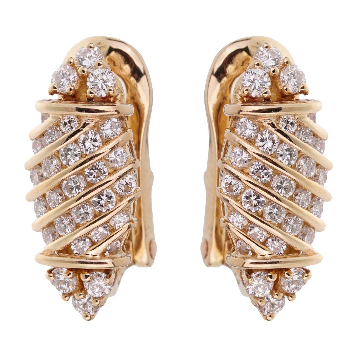 Piaget Vintage Diamond Yellow Gold Earrings For Sale