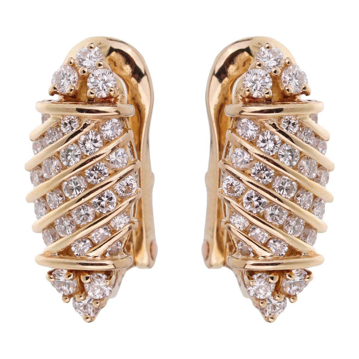 Piaget, boucles d'oreilles vintage en or jaune et diamants