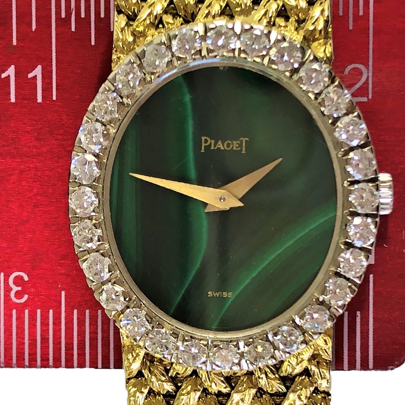Women's Piaget Vintage Green Malachite Dial Ladies Watch Retailed by Van Cleef & Arpels