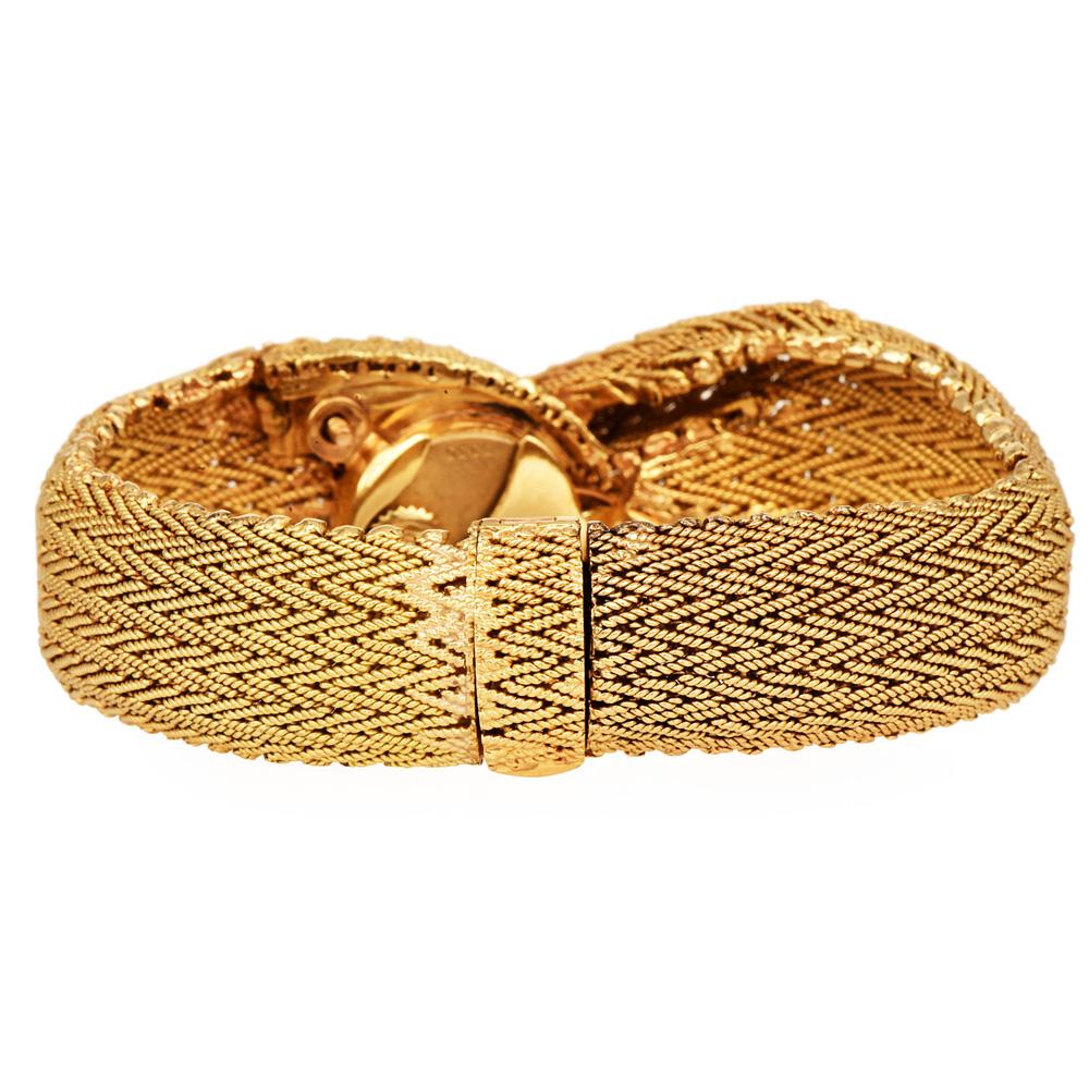 Piaget Vintage Ladies Diamond 18K Yellow Gold Covered Mesh Watch In Good Condition For Sale In Miami, FL