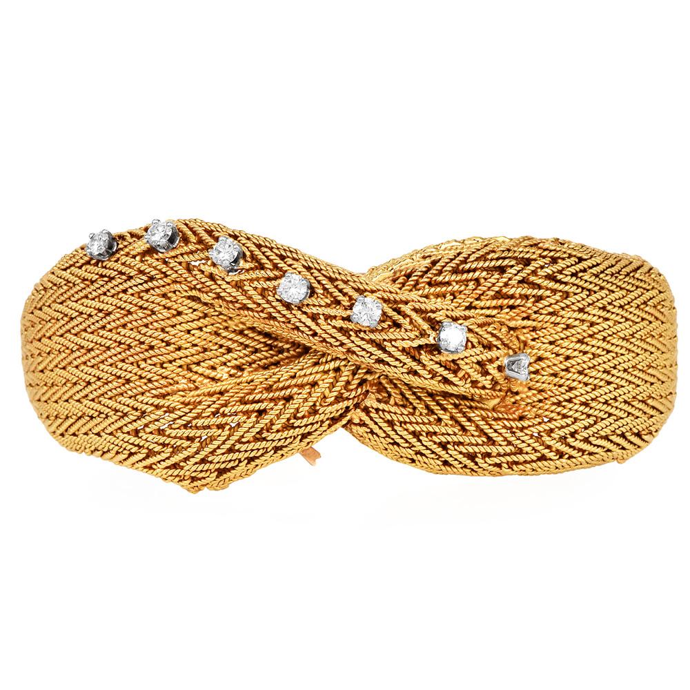 Piaget Vintage Ladies Diamond 18K Yellow Gold Covered Mesh Watch For Sale