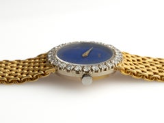 Piaget Vintage Yellow Gold Diamond and Lapis stone dial Ladies Wrist Watch