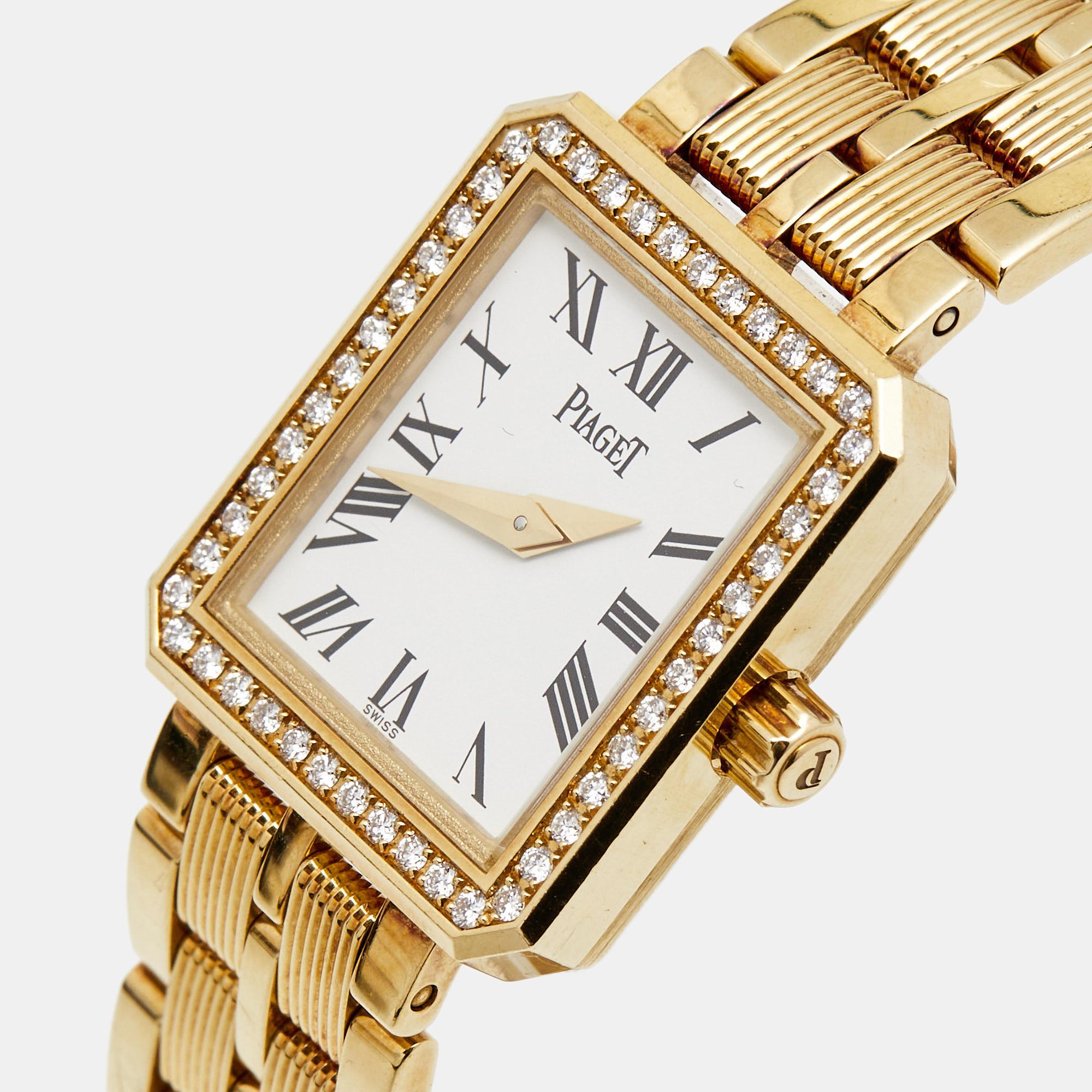 Contemporary Piaget White 18k Gold Diamond Protocol 5355 M601D Women's Wristwatch 20 mm