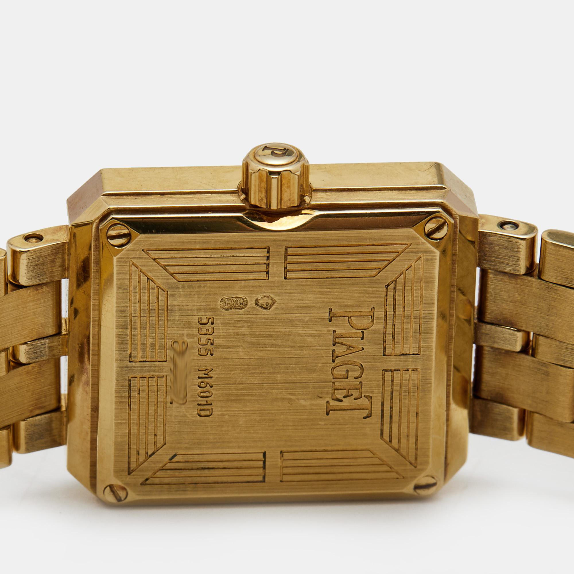 Piaget White 18k Gold Diamond Protocol 5355 M601D Women's Wristwatch 20 mm In Good Condition In Dubai, Al Qouz 2