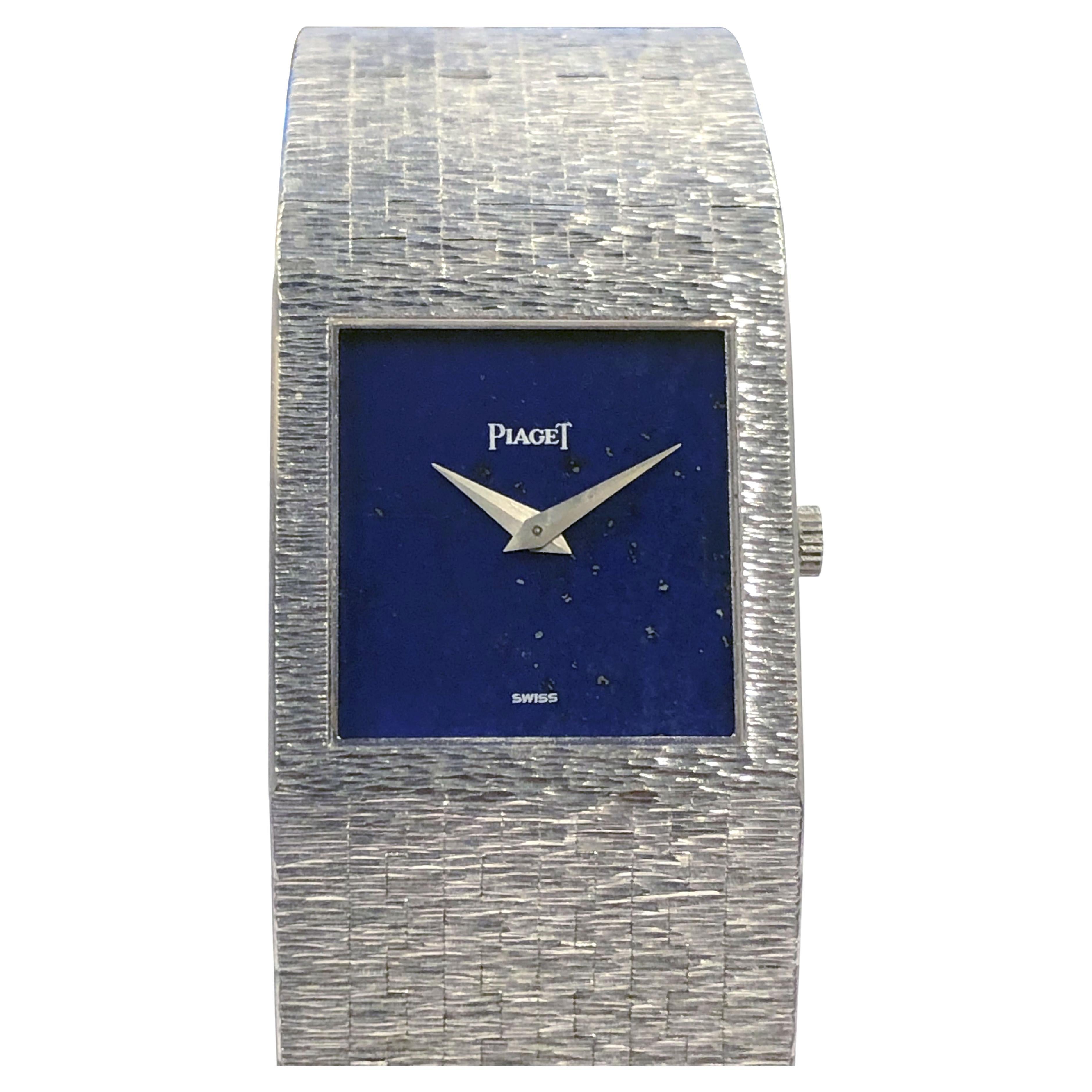 Piaget Herren-Armbanduhr mit Zifferblatt aus Weißgold und blauem Lapis im Angebot