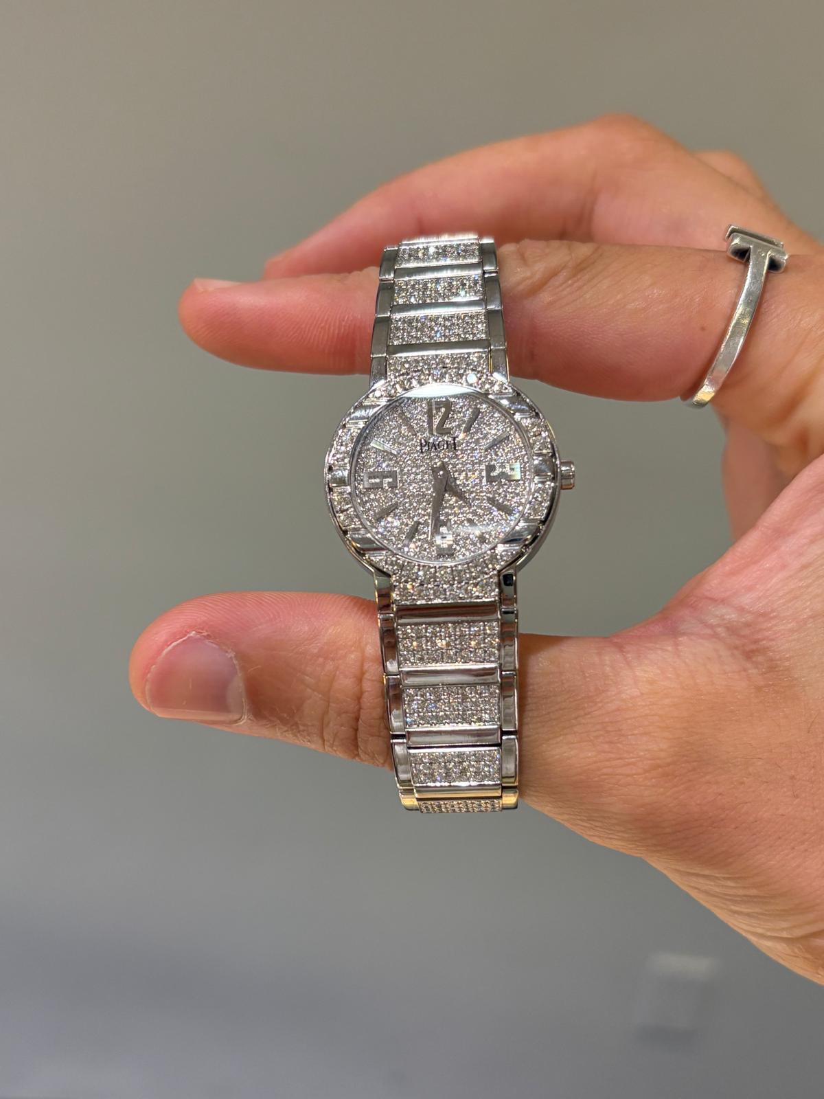 Piaget Weißgold und Diamant Quarz Polo Limelight im Angebot 4