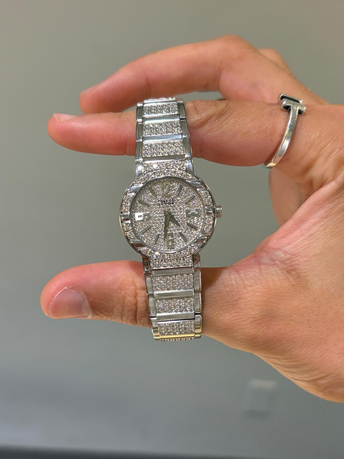 Piaget Weißgold und Diamant Quarz Polo Limelight im Angebot 1