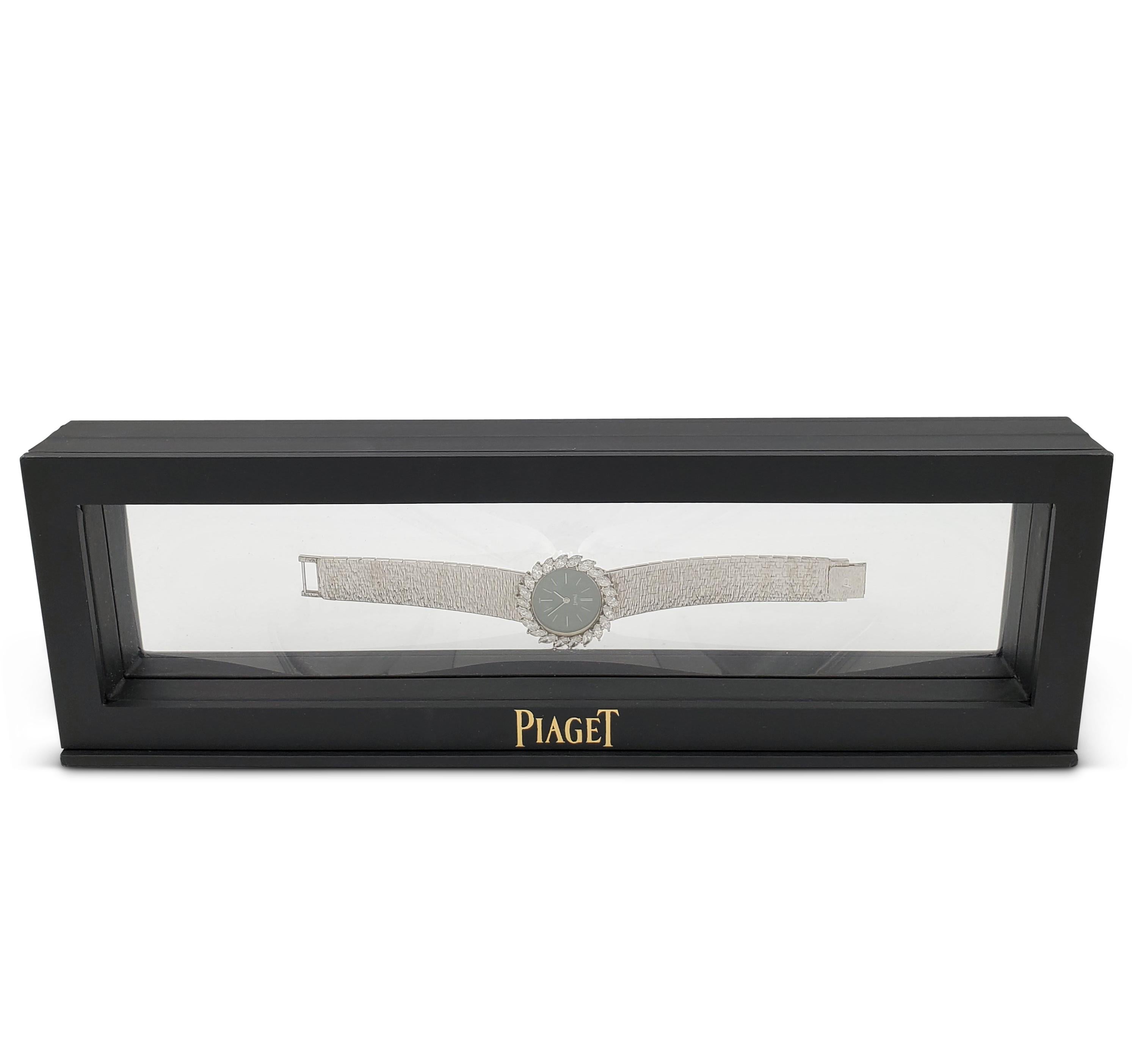 Piaget White Gold Diamond and Agate Dial Ladies Watch In Excellent Condition In New York, NY