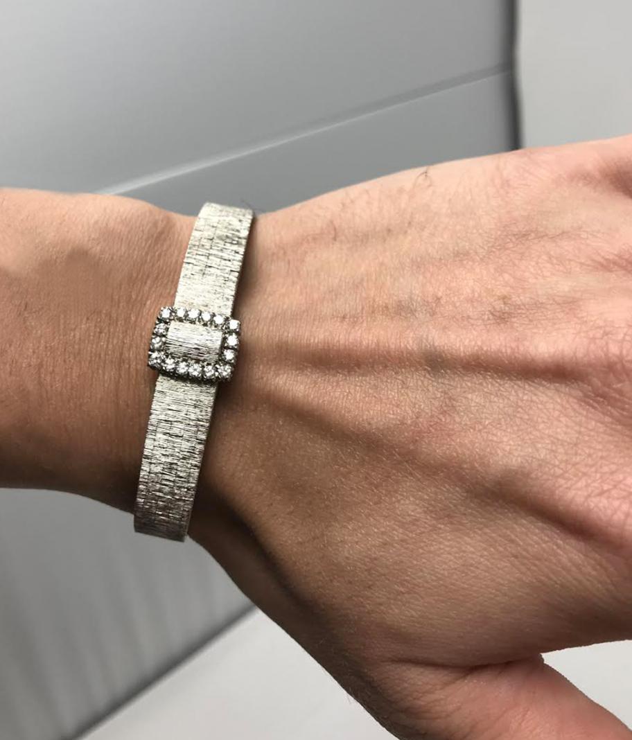 Piaget White Gold Diamond Concealed Dial Bracelet Wristwatch, circa 1960s 4