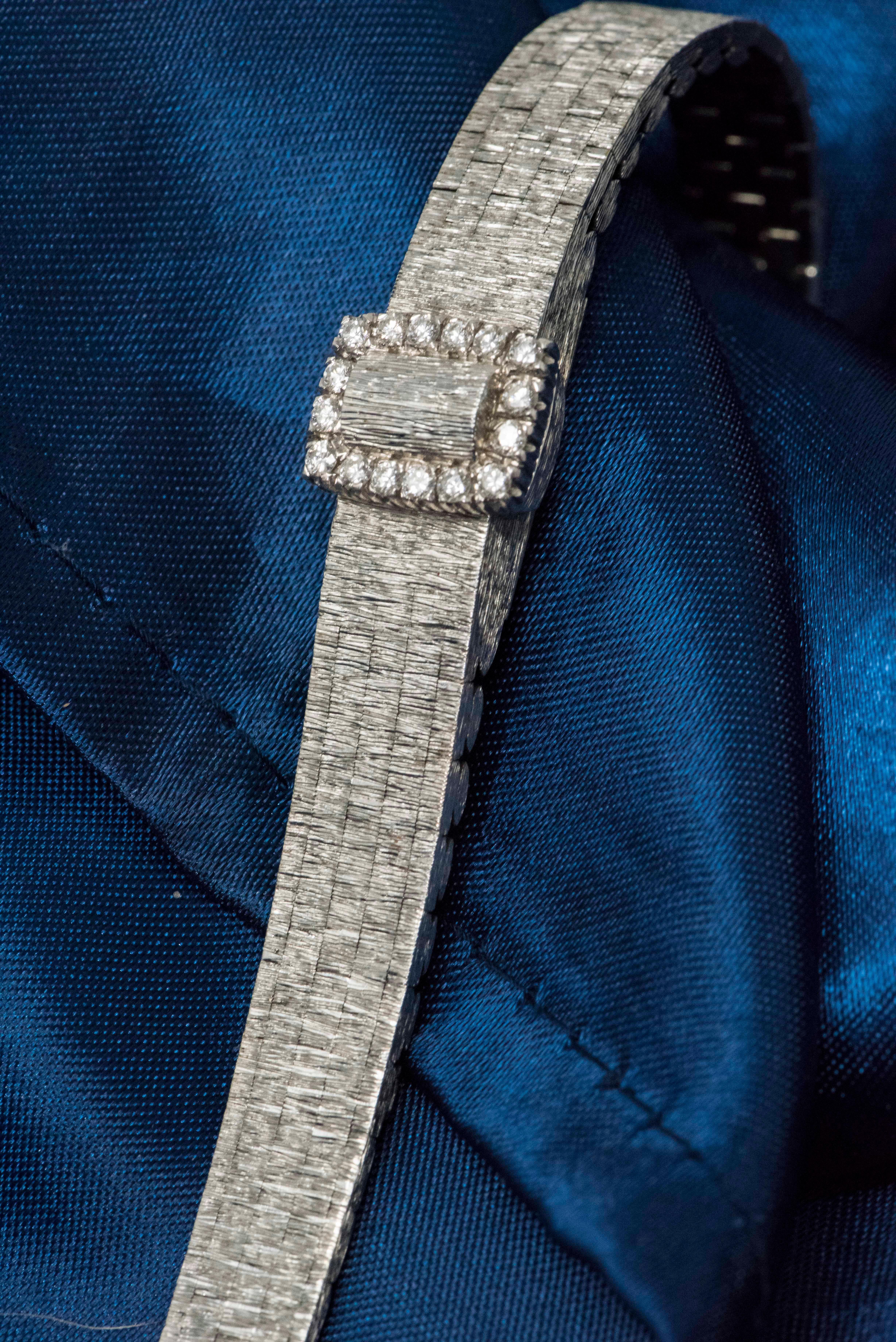 Piaget White Gold Diamond Concealed Dial Bracelet Wristwatch, circa 1960s In Excellent Condition In New york, NY