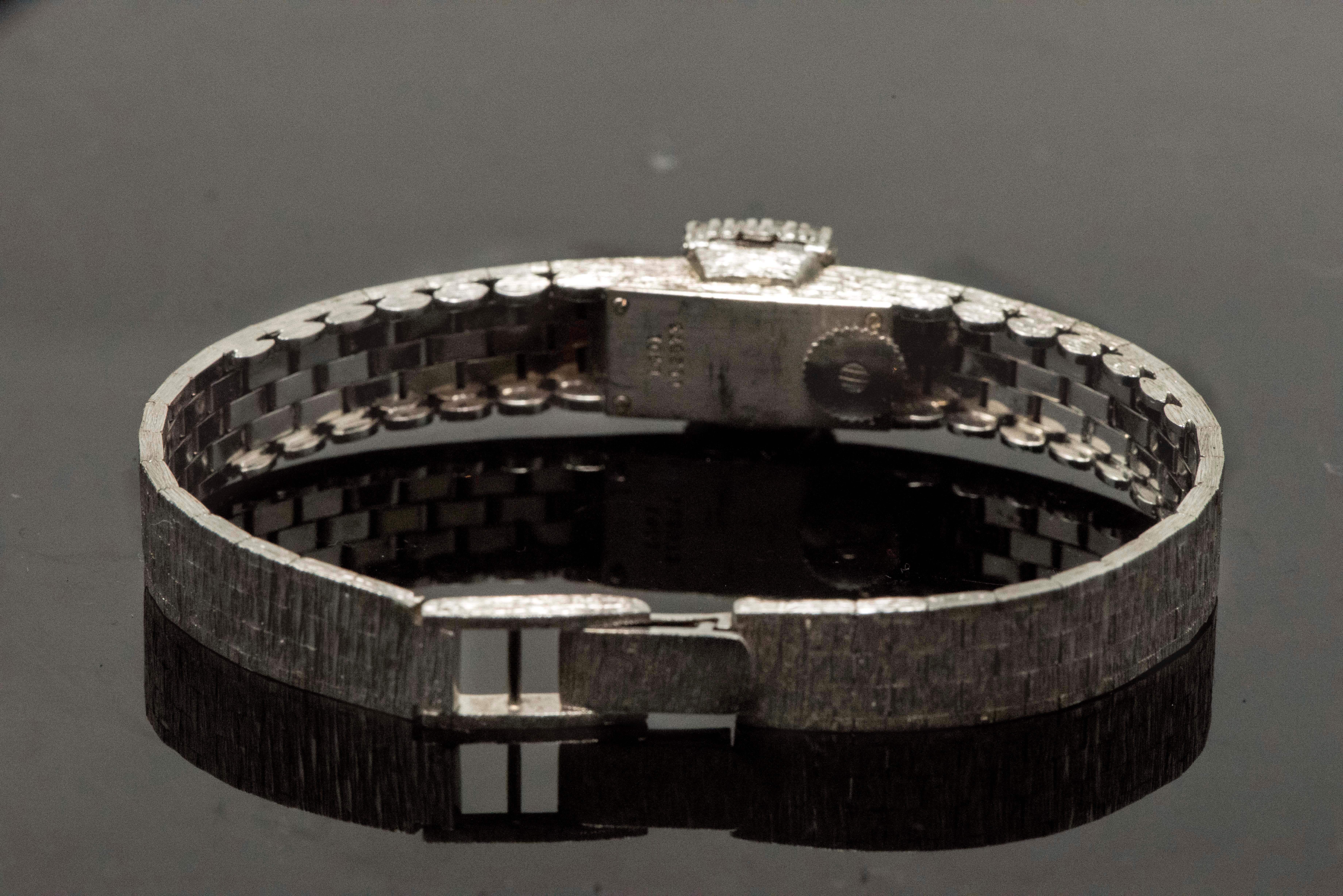 Piaget White Gold Diamond Concealed Dial Bracelet Wristwatch, circa 1960s 2