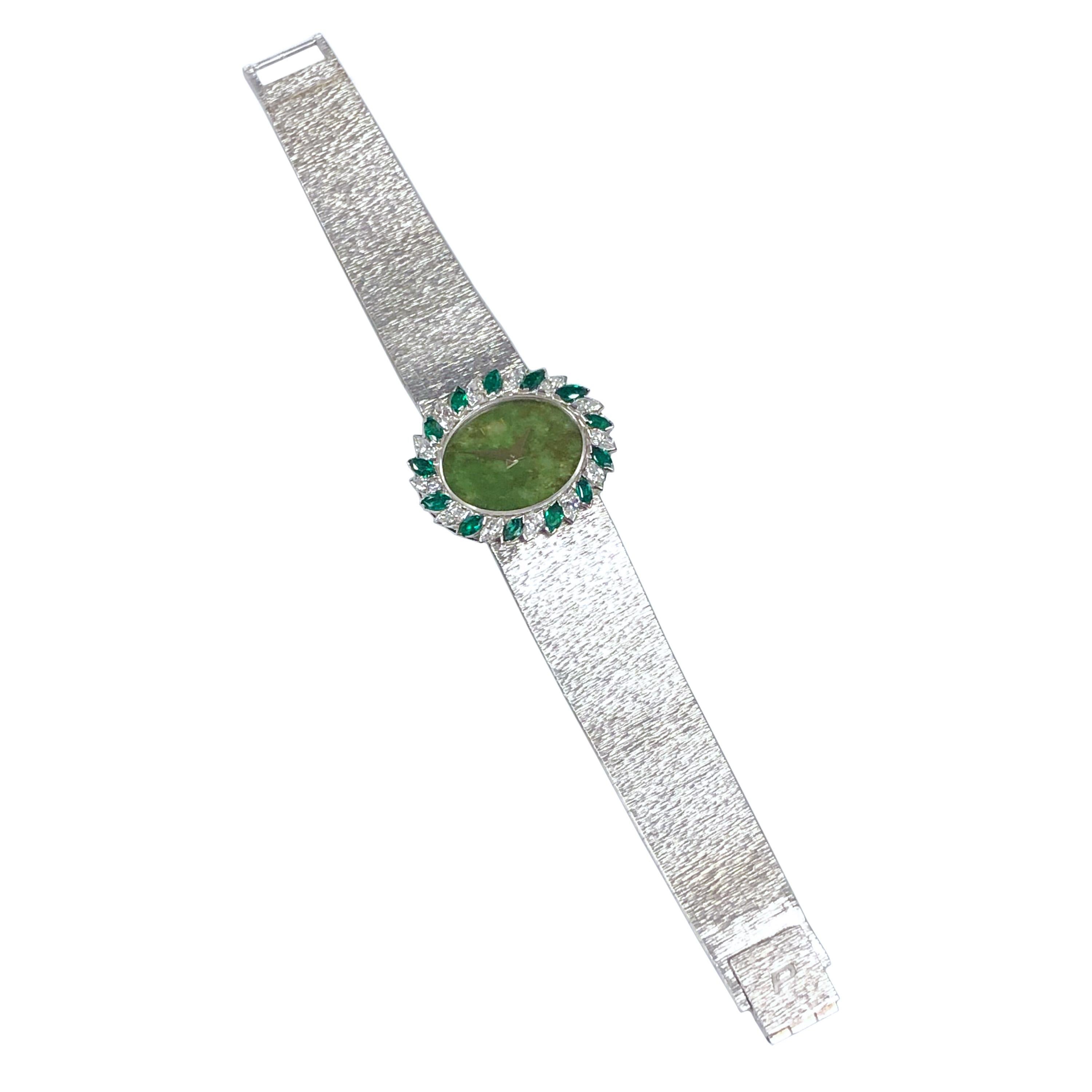 Piaget Diamond Emerald and Jade Dial White Gold Ladies Manual Wind Wristwatch 1