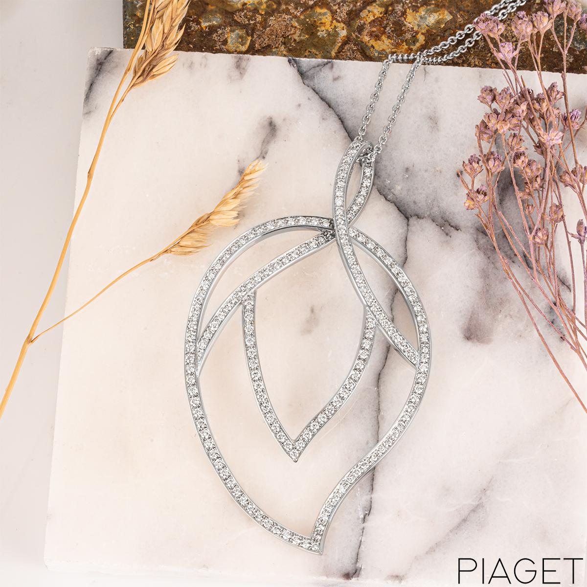 Women's Piaget White Gold Diamond Leaf Pendant 3.15ct For Sale