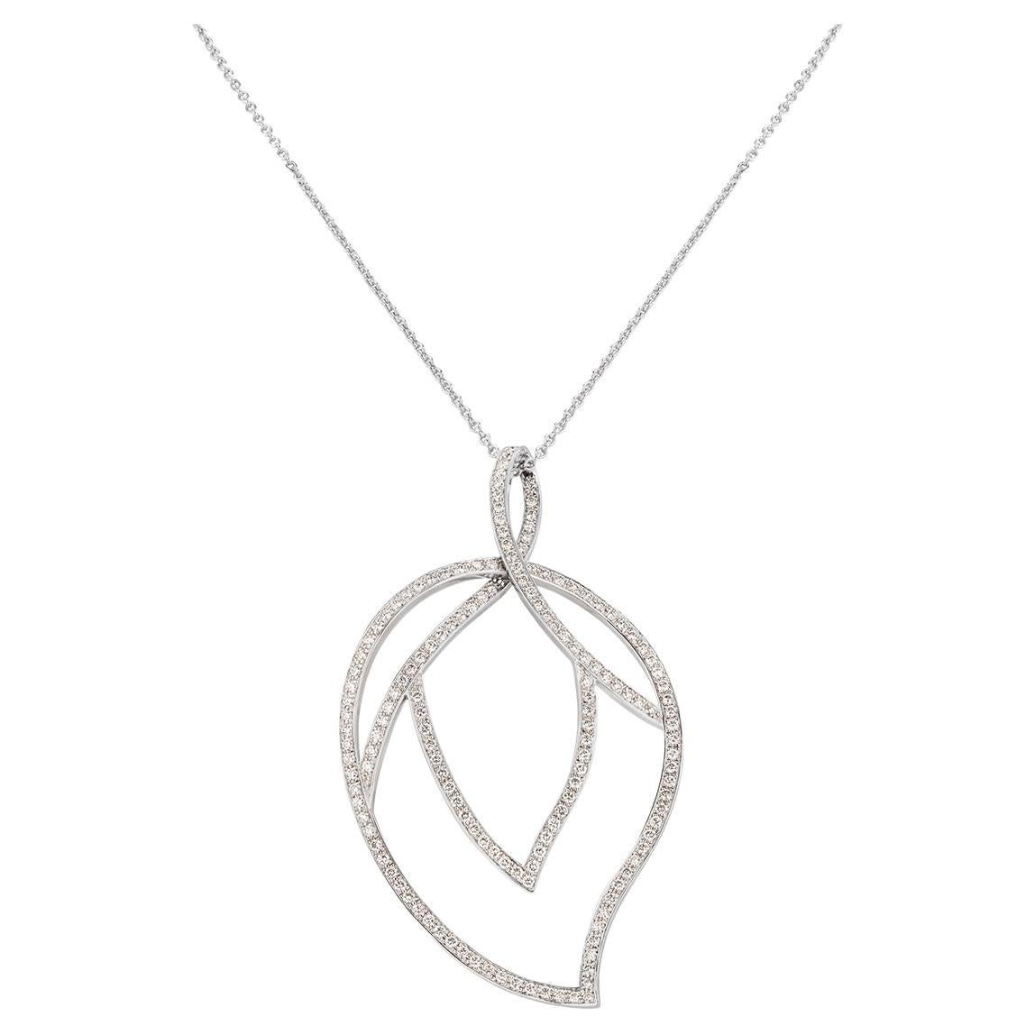 Piaget White Gold Diamond Leaf Pendant 3.15ct