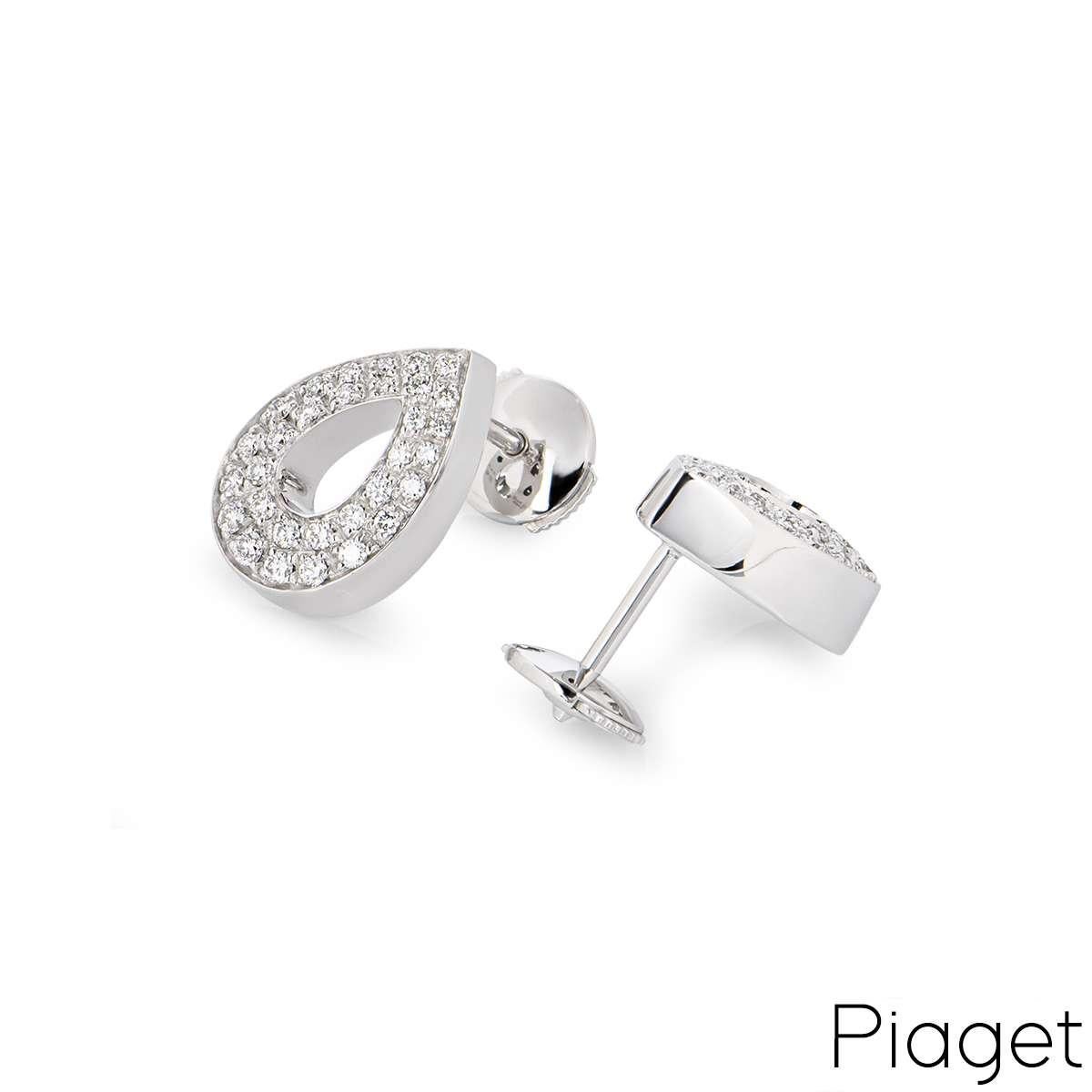 Round Cut Piaget White Gold Diamond Pendant & Earring Suite