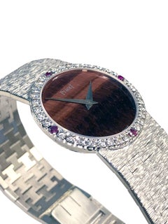 Piaget Weißgold mit Diamanten und rotem Tigerauge-Zifferblatt Damenarmbanduhr