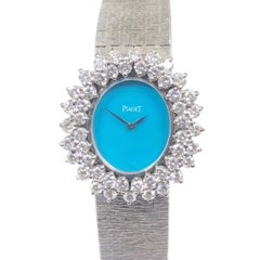 Piaget White Gold Diamonds and Turquoise Dial Ladies Mechanical Wrist Watch