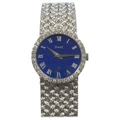 Piaget White Gold Lapis Dial and Diamonds Ladies Mechanical Wrist Watch