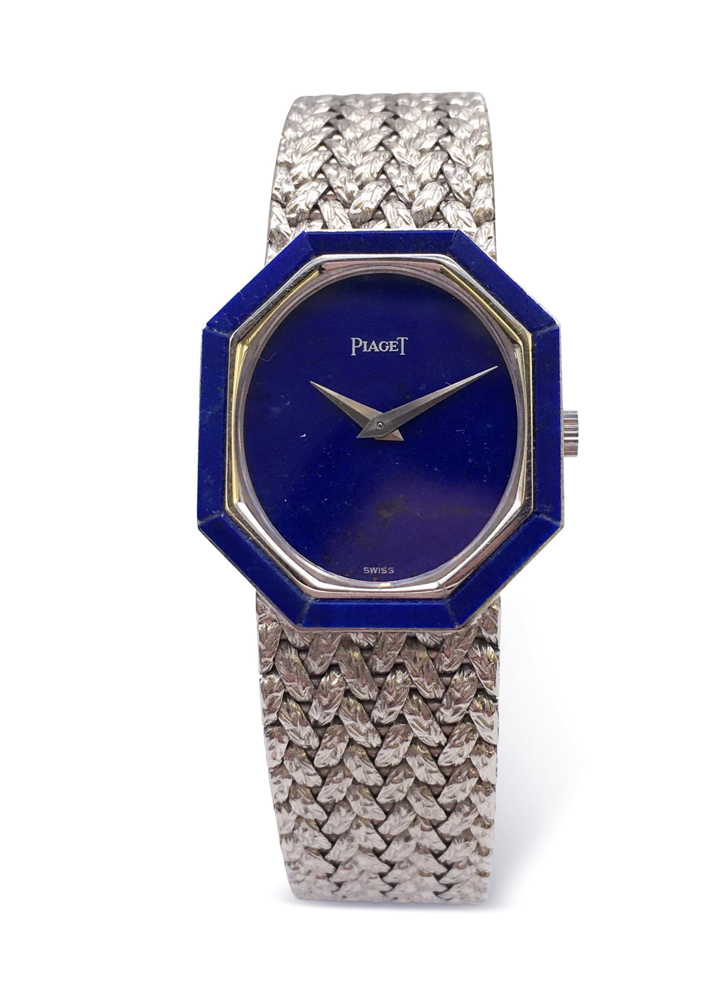 Piaget White Gold Lapis Ladies Watch 3