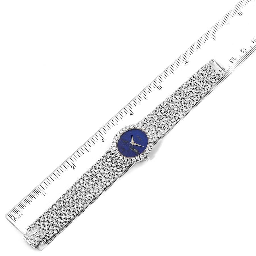 Piaget White Gold Lapis Lazuri Dial Diamond Vintage Cocktail Ladies Watch 9814 For Sale 4